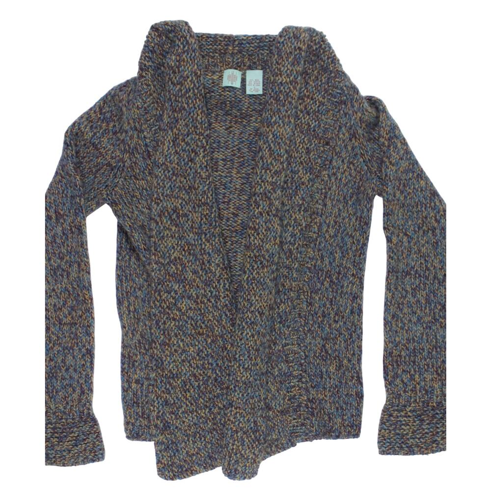 HWR Anthropologie Open Front Cardigan Sweater Small Wool Alpaca Blend Brown Knit